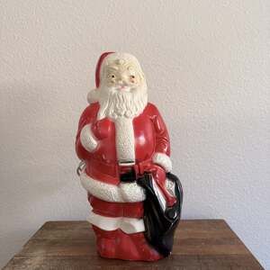 Vintage Empire Plastic Blow Mold Santa Light 14” Toys Bag 1968 Christmas Tested